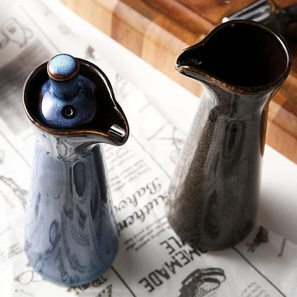 Small Ceramic Olive Oil Dispenser Bottle for Storage Of Oil, Vinegar, Soy Sauce, 120ml / 4oz - Red