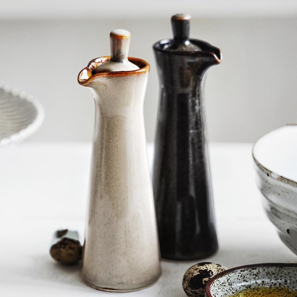 Small Ceramic Olive Oil Dispenser Bottle for Storage Of Oil, Vinegar, Soy Sauce, 120ml / 4oz - Red