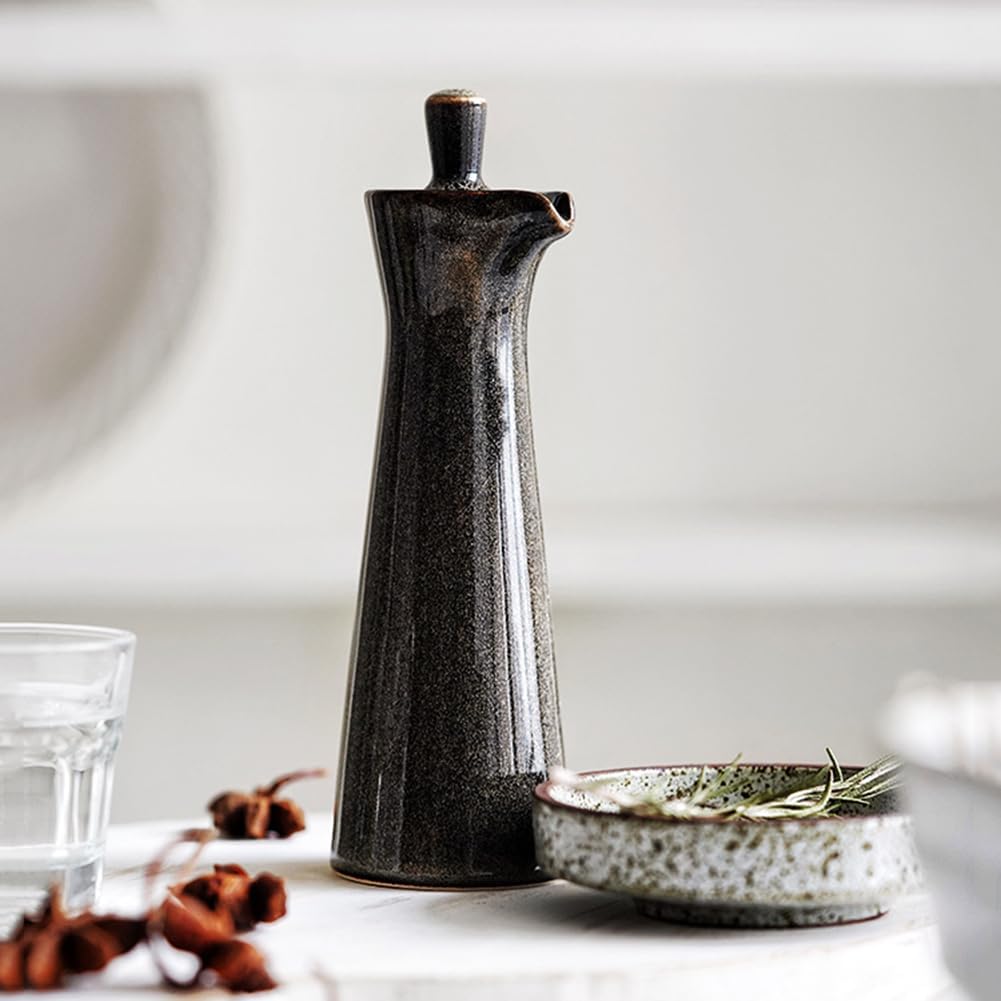 Small Ceramic Olive Oil Dispenser Bottle for Storage Of Oil, Vinegar, Soy Sauce, 120ml / 4oz - Red