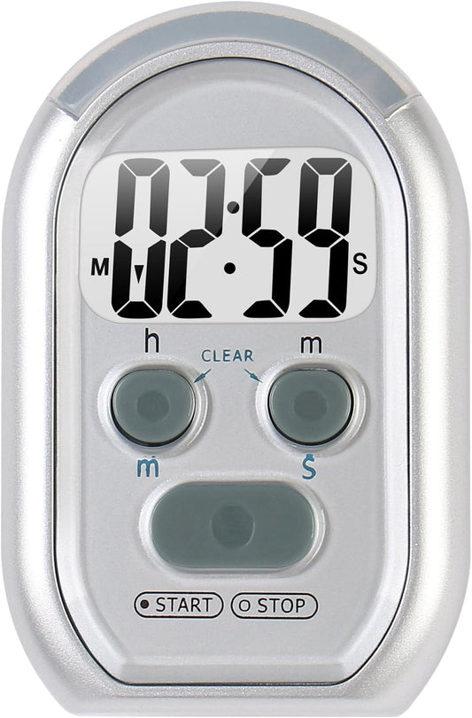 x-wlang 3-in-1 Alerts timer 1013 with vibration ,beep and flash.(kitchen timer ,medical timer,therapeutic timer), silver