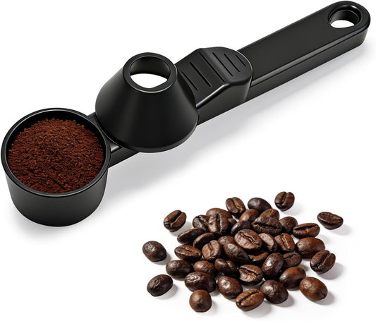 Coffee Scoop & Funnel for Reusable K Cup Refillable Tea Pods, Measuring Spoon 2 Tablespoon Capacity for Ground Coffee, Protein Powder, Tea(Black)