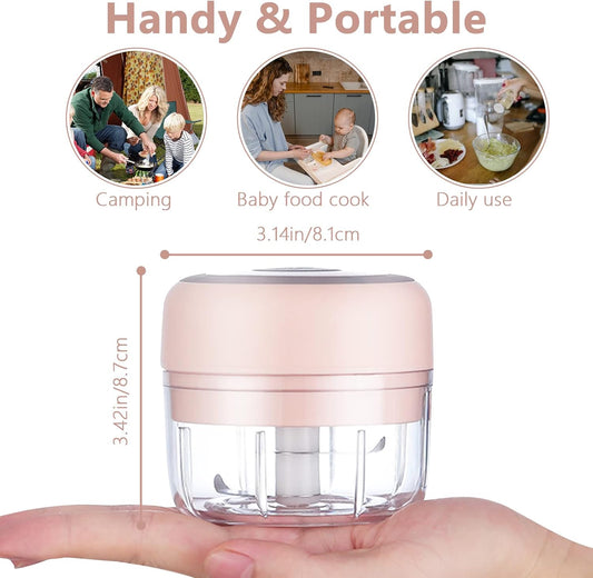Electric Mini Garlic Mincer, 100ML USB Vegetable Onion Chopper | Portable Small Food Processor for Ginger, Chili, Vegetables