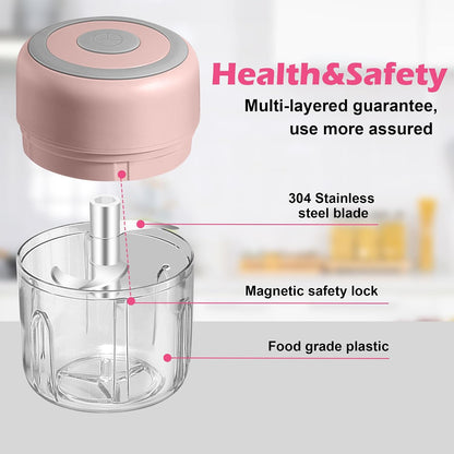 Electric Mini Garlic Mincer, 100ML USB Vegetable Onion Chopper | Portable Small Food Processor for Ginger, Chili, Vegetables