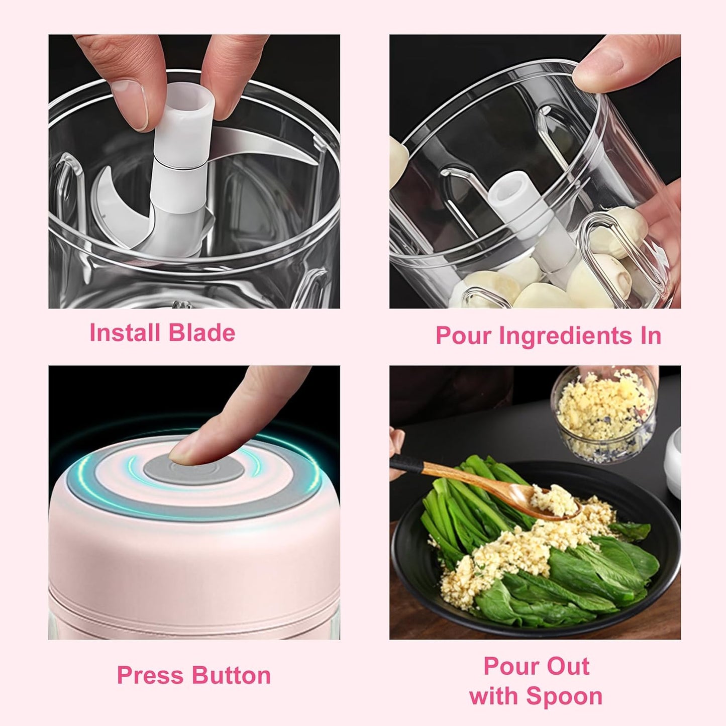 Electric Mini Garlic Mincer, 100ML USB Vegetable Onion Chopper | Portable Small Food Processor for Ginger, Chili, Vegetables