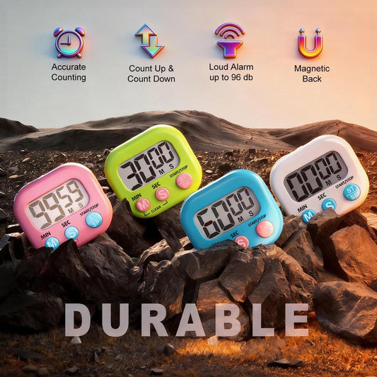 4 Pack Digital Timer for Kids, Kitchen Timer for Cooking, Classroom, Study, Exercise with Countdown/Up Mode - Loud Alarm, Large Display - AAA Battery Operated (Not Included)