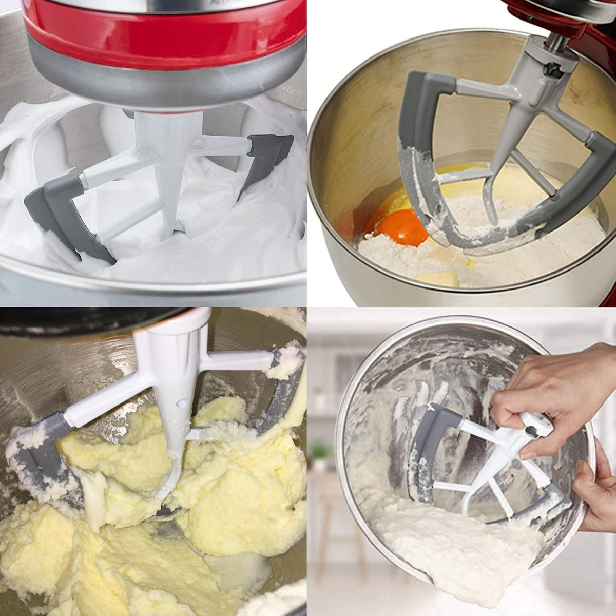 Flex Edge Beater Accessories and Attachments for KitchenAid 6 Quart Bowl-Lift Stand Mixer, Pastry Paddle Attachment for Kitchenaid, Dishwasher Safe, White