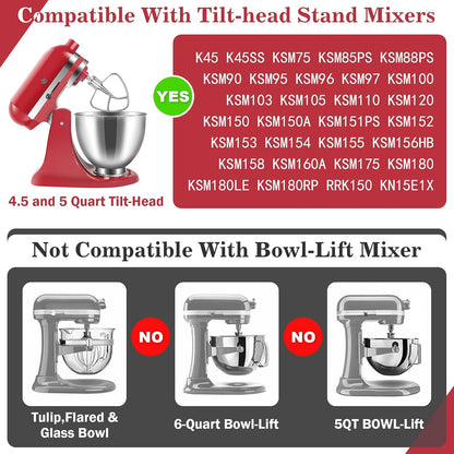Flex Edge Beater Accessories and Attachments for KitchenAid 6 Quart Bowl-Lift Stand Mixer, Pastry Paddle Attachment for Kitchenaid, Dishwasher Safe, White