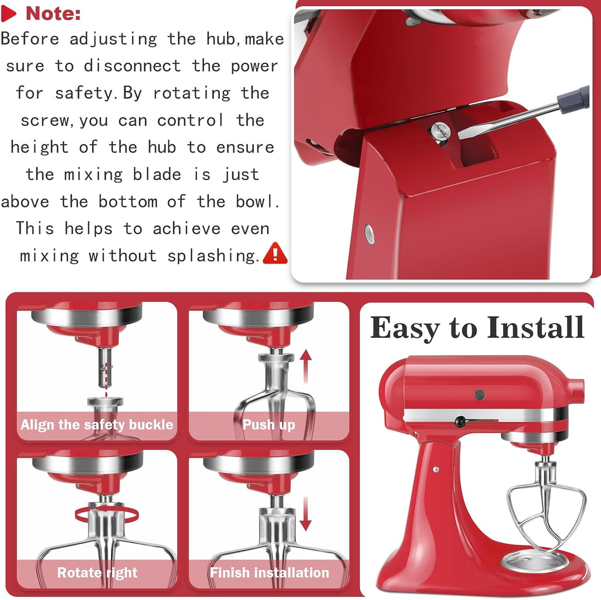 Flex Edge Beater Accessories and Attachments for KitchenAid 6 Quart Bowl-Lift Stand Mixer, Pastry Paddle Attachment for Kitchenaid, Dishwasher Safe, White