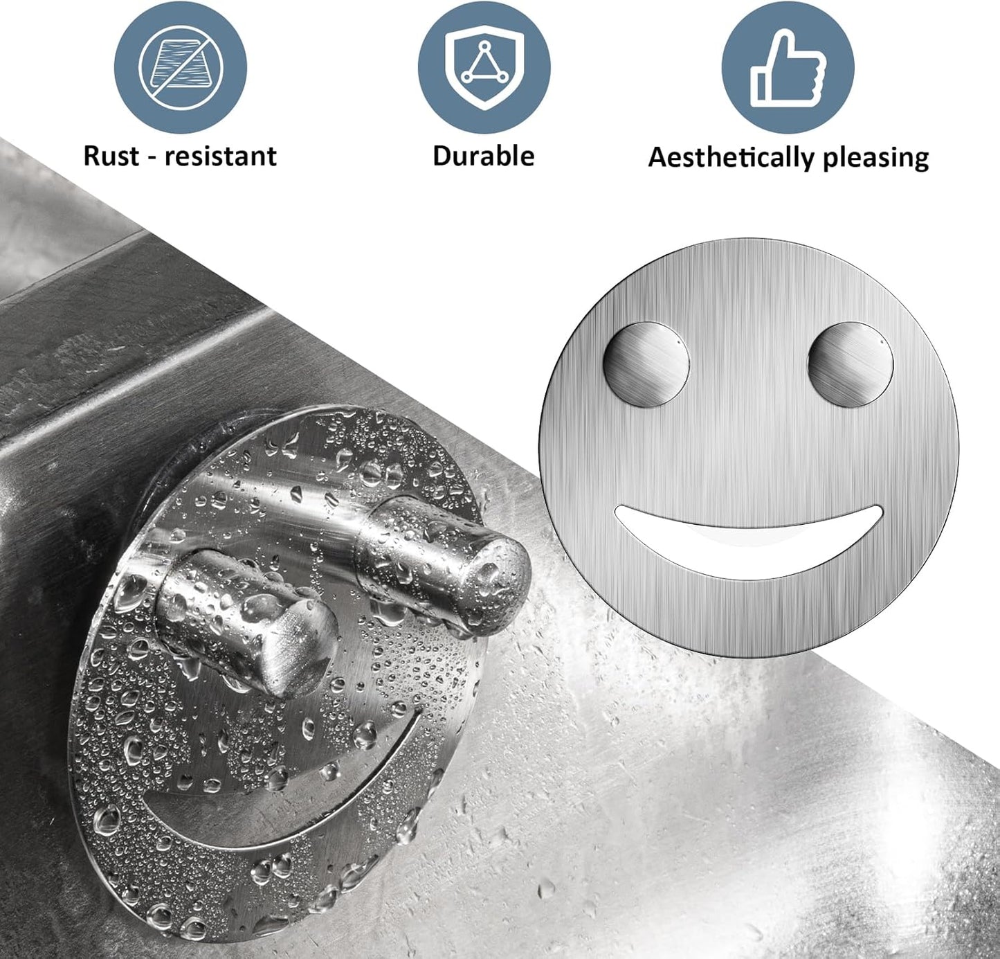 Stainless Steel Smiley Face Dish Sponge Holder, Silver Sink Caddy Organizer Storage with Suction Cup for Kitchen, Rv Apartment Kitchen Accessories Decor Scrubber