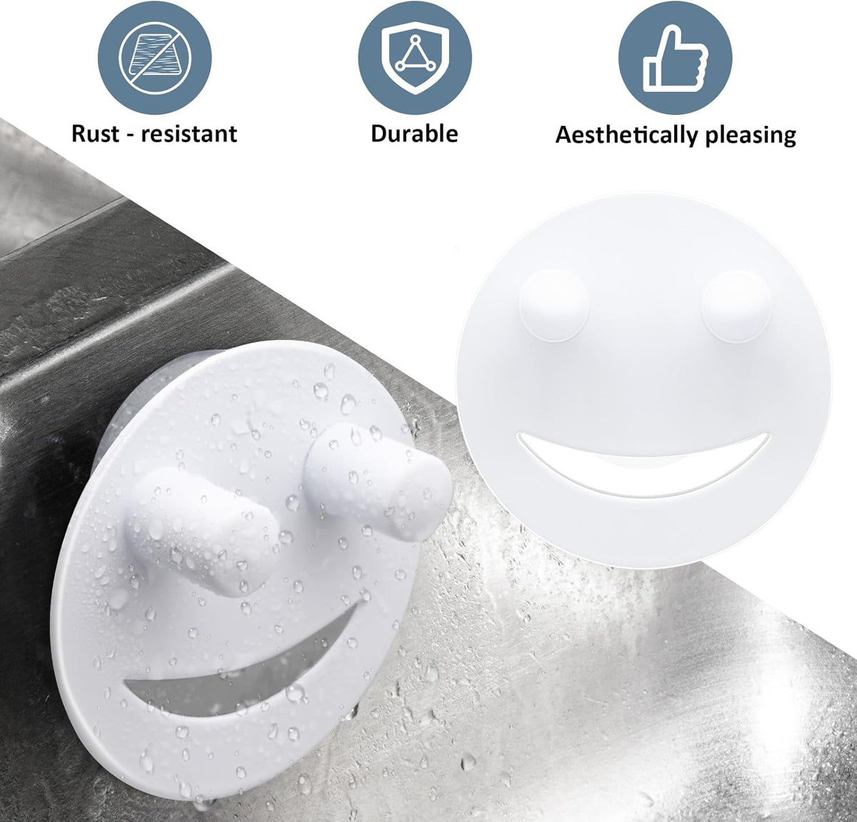 Stainless Steel Smiley Face Dish Sponge Holder, Silver Sink Caddy Organizer Storage with Suction Cup for Kitchen, Rv Apartment Kitchen Accessories Decor Scrubber