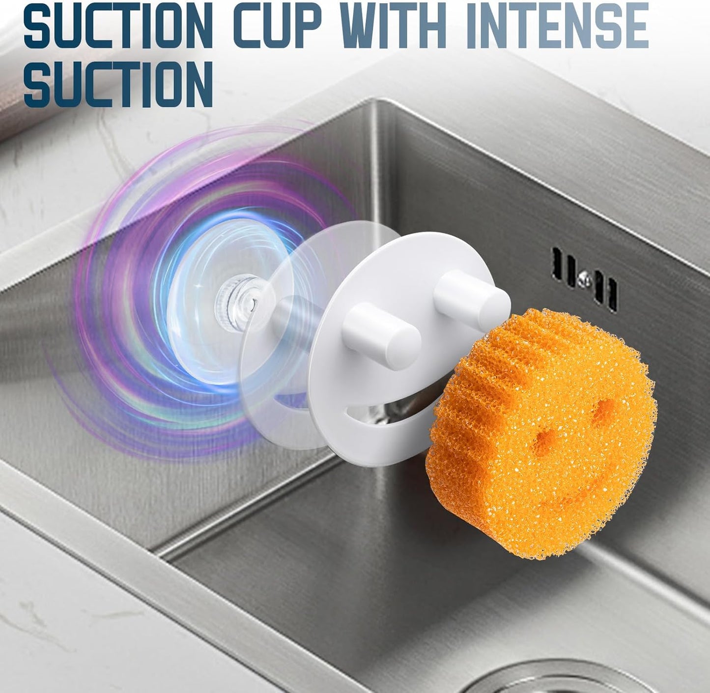 Stainless Steel Smiley Face Dish Sponge Holder, Silver Sink Caddy Organizer Storage with Suction Cup for Kitchen, Rv Apartment Kitchen Accessories Decor Scrubber