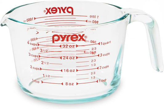 4-Cup Glass Measuring Cup For Baking and Cooking, Dishwasher, Freezer, Microwave, and Preheated Oven Safe, Essential Kitchen Tools