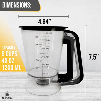 Pancake Batter Dispenser | 5-Cup Mix Pourer for Pancakes, Waffles, Crepes, Muffins, Cupcakes | Squeeze Handle, Portion Control Pitcher, Durable Drip-Free Design | Baking Accessories (Classic Yellow)