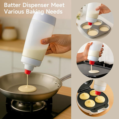 Pancake Batter Dispenser Bottle, Whiskware Pancake Batter Bispenser | Batter Bottle with BlenderBall Wire Whisk, Pancake Batter Dispenser for Pancakes, Crepes, Waffle, Muffins, Cupcakes
