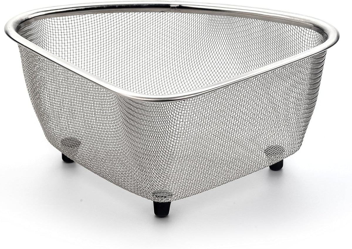 Endurance® In-Sink Mesh Colander Strainer Basket, 3 Quart | Organize Sponges, Collect Food Scraps | Dishwasher Safe | Small Corner Basket | Steaming, Draining & Rinsing