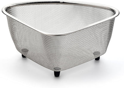Endurance® In-Sink Mesh Colander Strainer Basket, 3 Quart | Organize Sponges, Collect Food Scraps | Dishwasher Safe | Small Corner Basket | Steaming, Draining & Rinsing