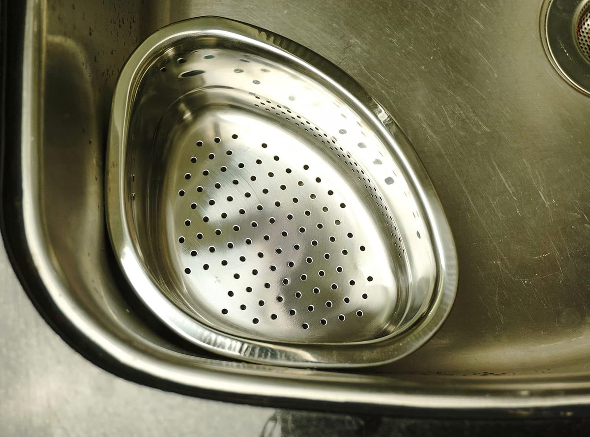 Endurance® In-Sink Mesh Colander Strainer Basket, 3 Quart | Organize Sponges, Collect Food Scraps | Dishwasher Safe | Small Corner Basket | Steaming, Draining & Rinsing