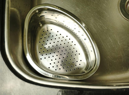 Endurance® In-Sink Mesh Colander Strainer Basket, 3 Quart | Organize Sponges, Collect Food Scraps | Dishwasher Safe | Small Corner Basket | Steaming, Draining & Rinsing