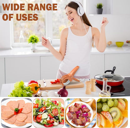 Multifunctional Fruit and Vegetable Slicer, Cucumber Divider, Press & Cut, Stainless Steel Blades, Ideal for Bananas, Cucumbers, Carrots, Peppers, Sausages (Orange)