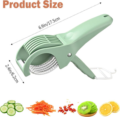 Multifunctional Fruit and Vegetable Slicer, Cucumber Divider, Press & Cut, Stainless Steel Blades, Ideal for Bananas, Cucumbers, Carrots, Peppers, Sausages (Orange)