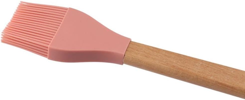 2Pcs Silicone Heat Basting Brush,Oil Brush with Wooden Handle,Practical Pastry Brush Food Brushes for Kitchen Cooking,Pink and Grey