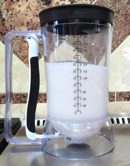 Waffles Batter Dispenser n Waffle Tongs Combo Set,Get Perfectly Fluffy Waffles Every Time! Batter Measuring Separator for Pancakes, Cupcake, Muffin Quick Filling Cookie Batter