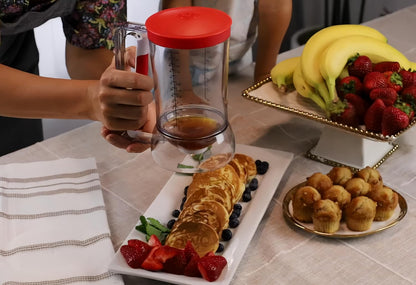 Waffles Batter Dispenser n Waffle Tongs Combo Set,Get Perfectly Fluffy Waffles Every Time! Batter Measuring Separator for Pancakes, Cupcake, Muffin Quick Filling Cookie Batter