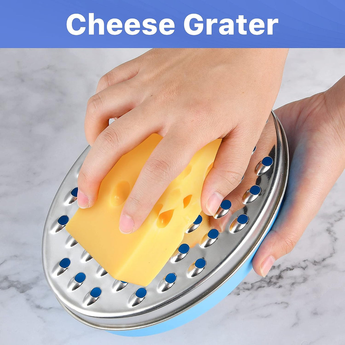 Cheese Grater, Grater Lemon with Food Storage Container & Lid Grinder Grater for kitchen - Perfect For Hard Parmesan, Ginger, Vegetables, Butter (Blue)