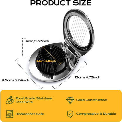 Egg Slicer for Hard Boiled Eggs, Egg Cutter with 3 Slicing Styles | Stainless Steel Wire, Heavy Duty For Eggs, Strawberries, Mushrooms, Soft Food & Fruit, Easy to Clean, Dishwasher Safe