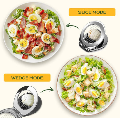 Egg Slicer for Hard Boiled Eggs, Egg Cutter with 3 Slicing Styles | Stainless Steel Wire, Heavy Duty For Eggs, Strawberries, Mushrooms, Soft Food & Fruit, Easy to Clean, Dishwasher Safe