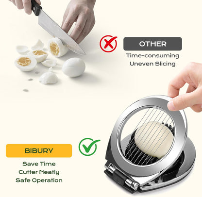 Egg Slicer for Hard Boiled Eggs, Egg Cutter with 3 Slicing Styles | Stainless Steel Wire, Heavy Duty For Eggs, Strawberries, Mushrooms, Soft Food & Fruit, Easy to Clean, Dishwasher Safe