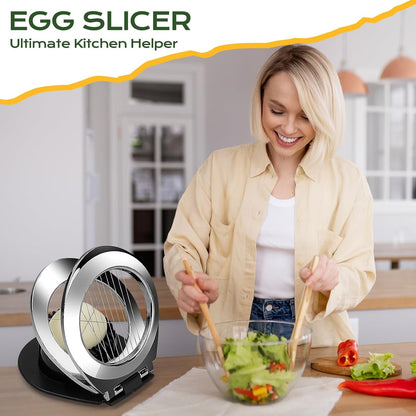 Egg Slicer for Hard Boiled Eggs, Egg Cutter with 3 Slicing Styles | Stainless Steel Wire, Heavy Duty For Eggs, Strawberries, Mushrooms, Soft Food & Fruit, Easy to Clean, Dishwasher Safe