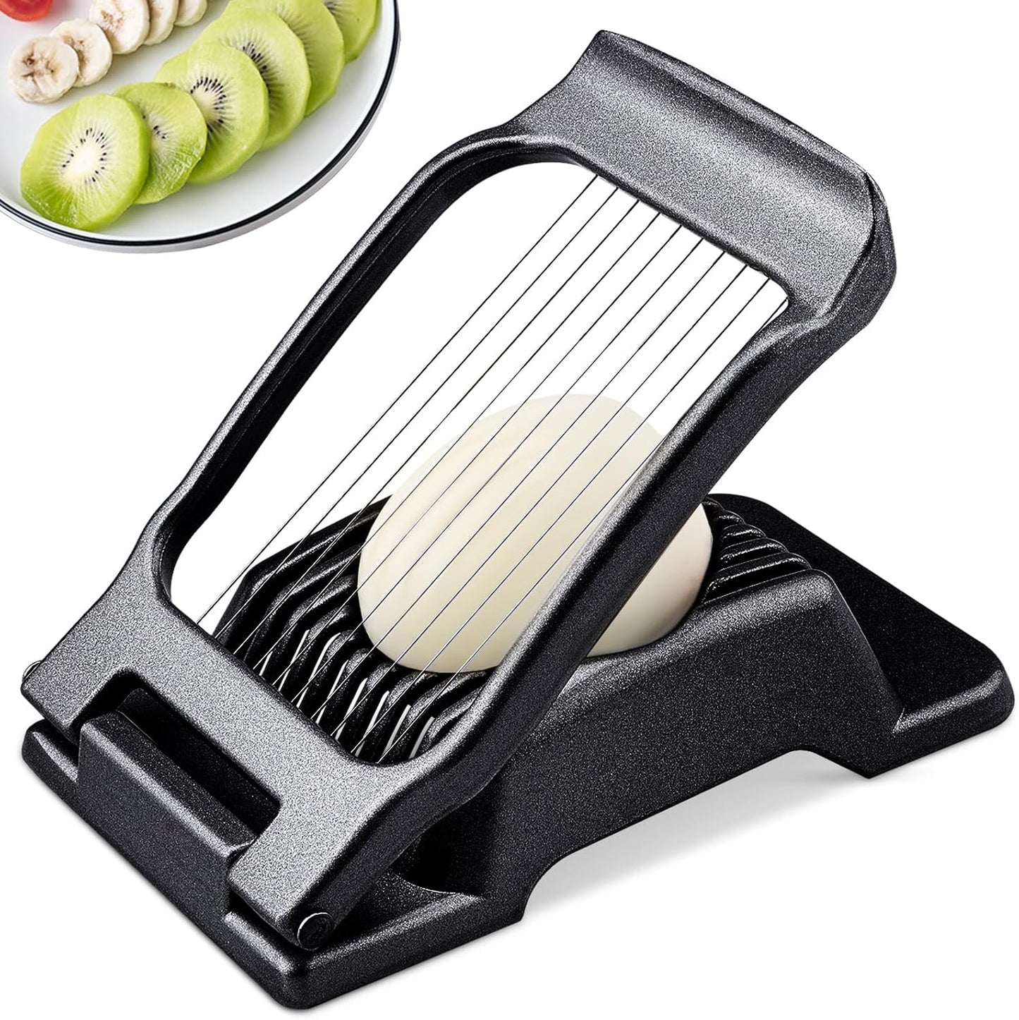 Egg Slicer for Hard Boiled Eggs, Egg Cutter with 3 Slicing Styles | Stainless Steel Wire, Heavy Duty For Eggs, Strawberries, Mushrooms, Soft Food & Fruit, Easy to Clean, Dishwasher Safe