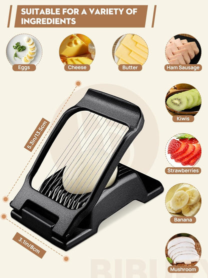 Egg Slicer for Hard Boiled Eggs, Egg Cutter with 3 Slicing Styles | Stainless Steel Wire, Heavy Duty For Eggs, Strawberries, Mushrooms, Soft Food & Fruit, Easy to Clean, Dishwasher Safe