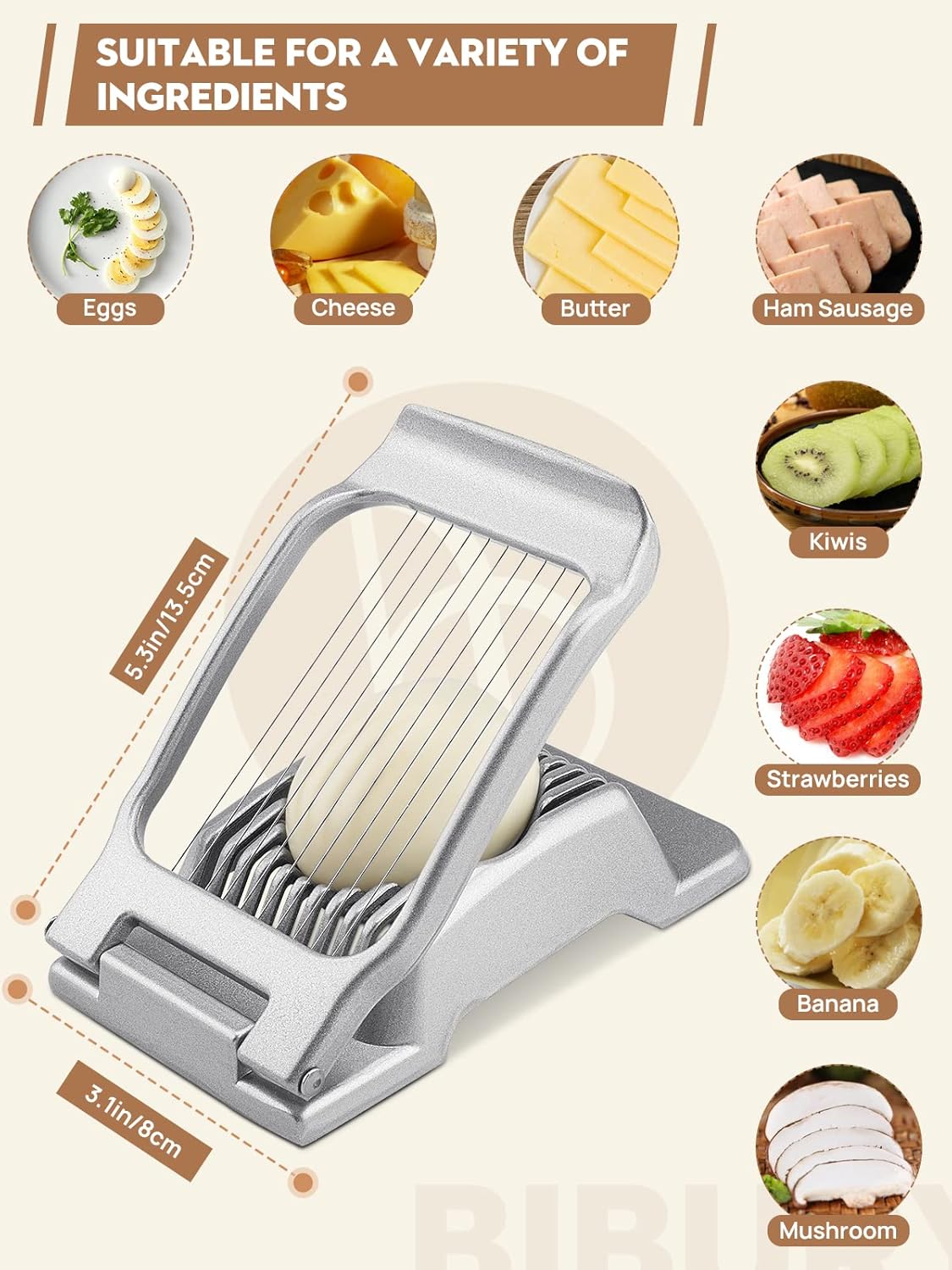 Egg Slicer for Hard Boiled Eggs, Egg Cutter with 3 Slicing Styles | Stainless Steel Wire, Heavy Duty For Eggs, Strawberries, Mushrooms, Soft Food & Fruit, Easy to Clean, Dishwasher Safe