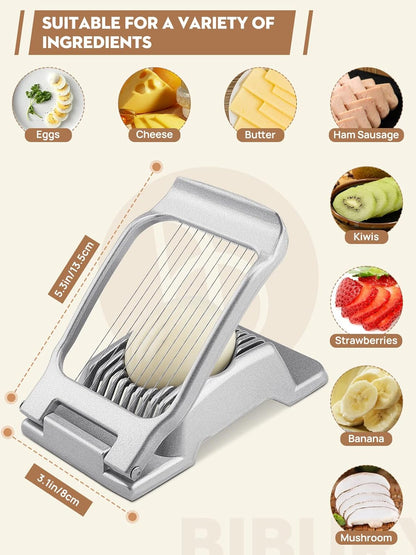 Egg Slicer for Hard Boiled Eggs, Egg Cutter with 3 Slicing Styles | Stainless Steel Wire, Heavy Duty For Eggs, Strawberries, Mushrooms, Soft Food & Fruit, Easy to Clean, Dishwasher Safe