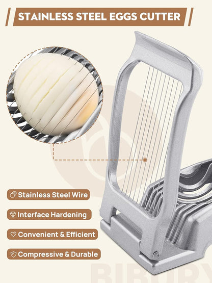 Egg Slicer for Hard Boiled Eggs, Egg Cutter with 3 Slicing Styles | Stainless Steel Wire, Heavy Duty For Eggs, Strawberries, Mushrooms, Soft Food & Fruit, Easy to Clean, Dishwasher Safe