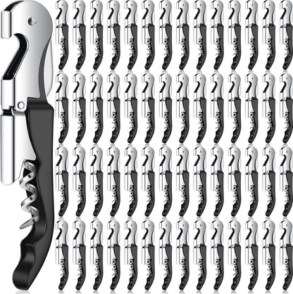 Waiter Corkscrew Wine Openers Heavy Duty Hinges Wine Key Bottle Opener All in One Double Hinged Waiter's Corkscrew with Foil Cutter Wine Tools for Bartenders Servers Sommelier (Black, 100 Pack)