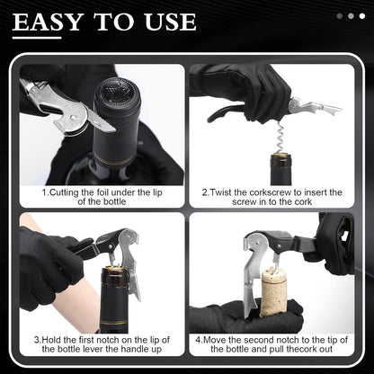 Waiter Corkscrew Wine Openers Heavy Duty Hinges Wine Key Bottle Opener All in One Double Hinged Waiter's Corkscrew with Foil Cutter Wine Tools for Bartenders Servers Sommelier (Black, 100 Pack)
