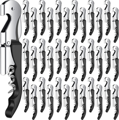 Waiter Corkscrew Wine Openers Heavy Duty Hinges Wine Key Bottle Opener All in One Double Hinged Waiter's Corkscrew with Foil Cutter Wine Tools for Bartenders Servers Sommelier (Black, 100 Pack)