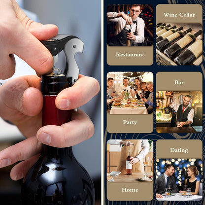 Waiter Corkscrew Wine Openers Heavy Duty Hinges Wine Key Bottle Opener All in One Double Hinged Waiter's Corkscrew with Foil Cutter Wine Tools for Bartenders Servers Sommelier (Black, 100 Pack)