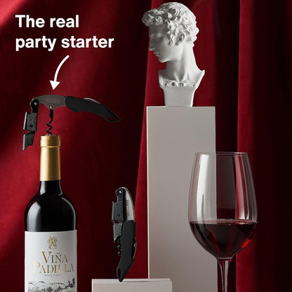 Professional Waiters Corkscrew - Wine Key with Ergonomic Rubber Grip, Beer Bottle Opener and Foil Cutter (1 Pack)