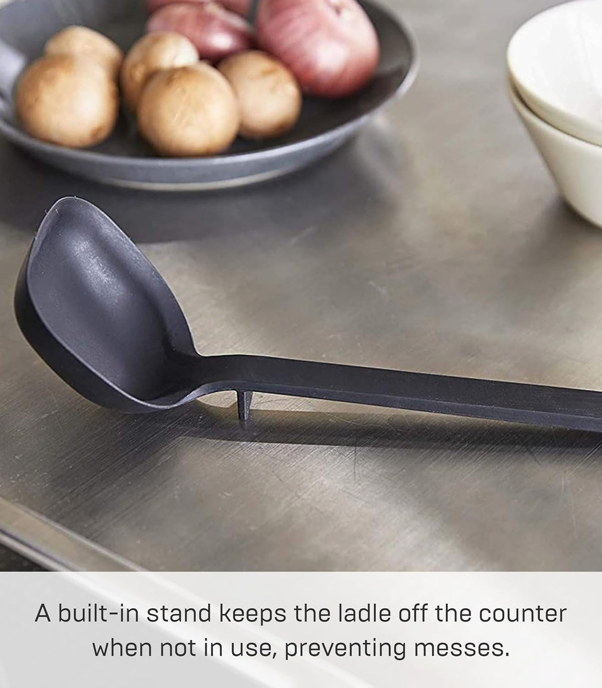 Home Silicone Kitchen Tongs, Silicone, No Assembly Req., Black | Silicone kitchen utensils designed to stay off countertops. Floating design keeps surfaces clean. Durable, easy to clean.