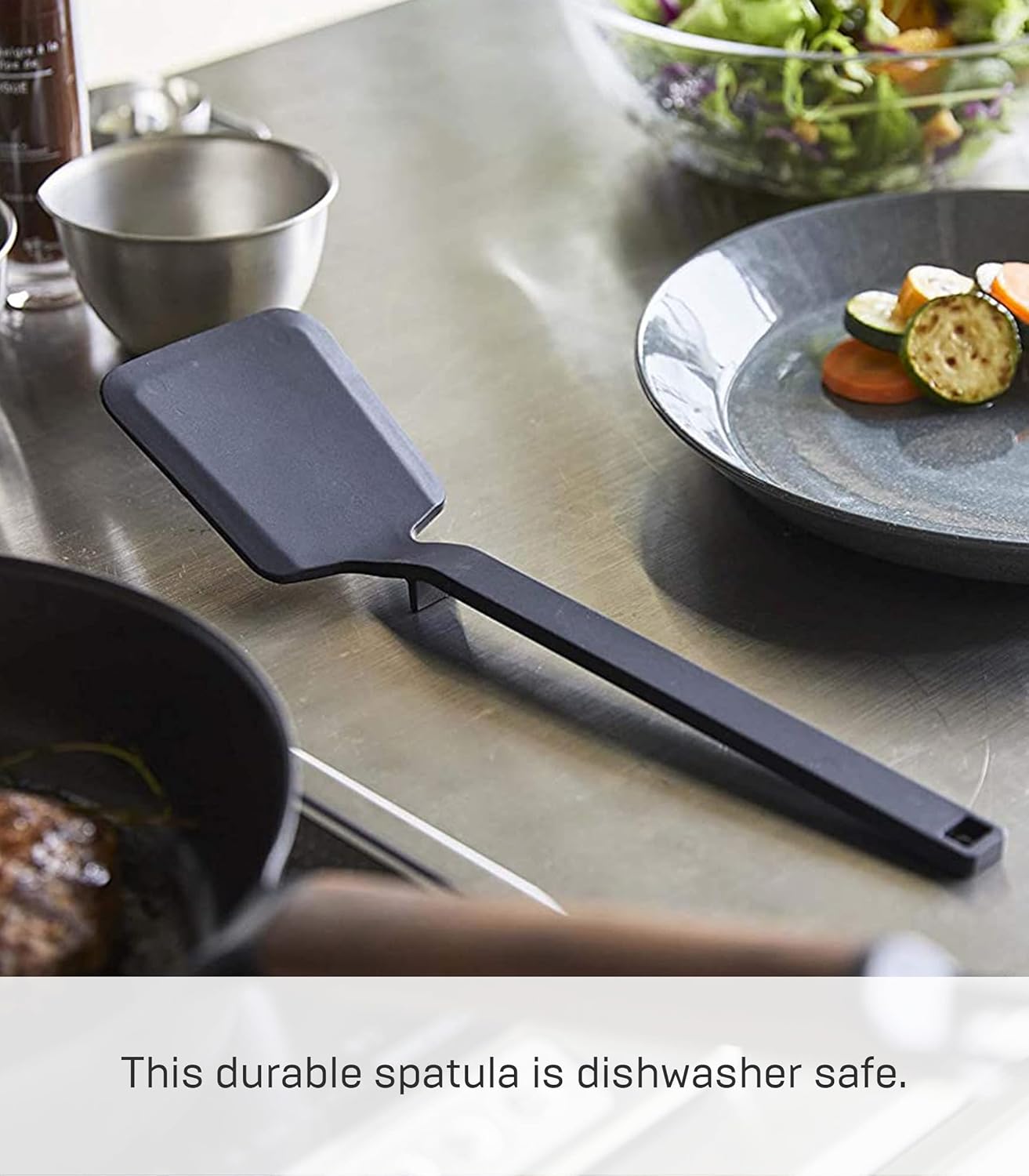 Home Silicone Kitchen Tongs, Silicone, No Assembly Req., Black | Silicone kitchen utensils designed to stay off countertops. Floating design keeps surfaces clean. Durable, easy to clean.