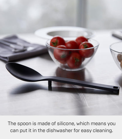 Home Silicone Kitchen Tongs, Silicone, No Assembly Req., Black | Silicone kitchen utensils designed to stay off countertops. Floating design keeps surfaces clean. Durable, easy to clean.