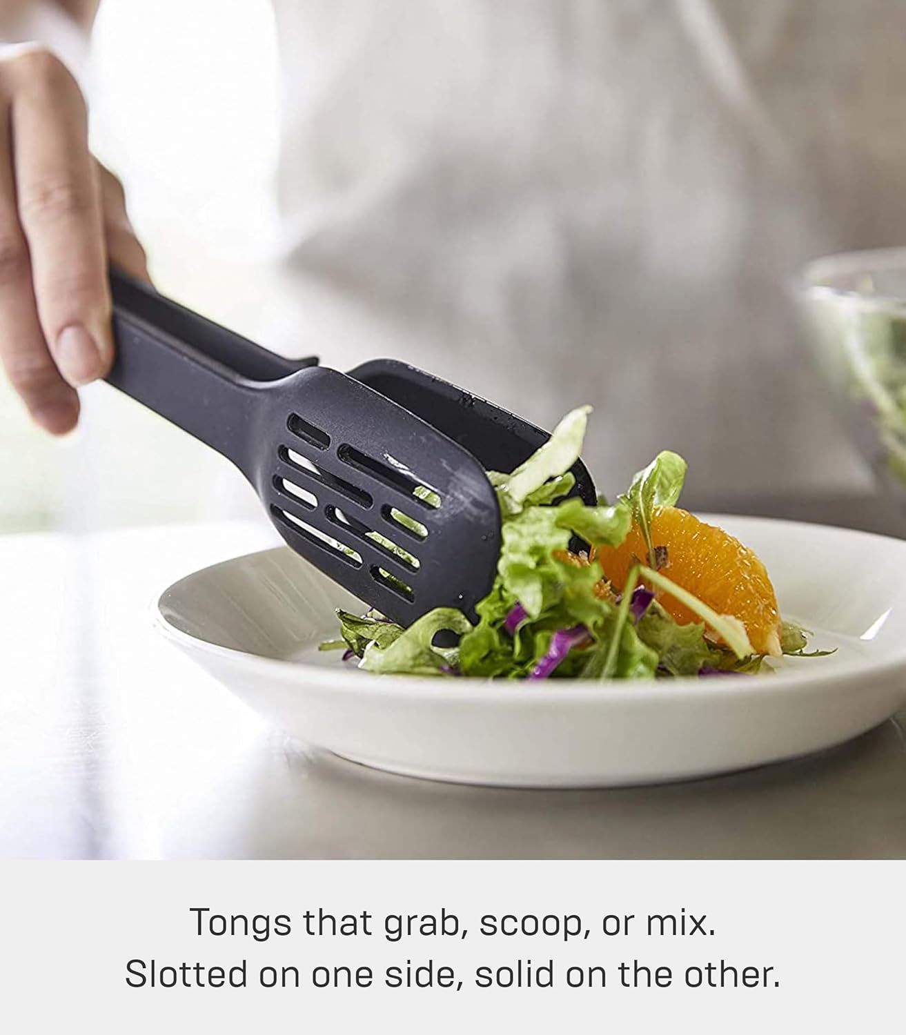 Home Silicone Kitchen Tongs, Silicone, No Assembly Req., Black | Silicone kitchen utensils designed to stay off countertops. Floating design keeps surfaces clean. Durable, easy to clean.