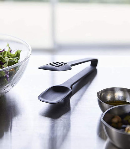 Home Silicone Kitchen Tongs, Silicone, No Assembly Req., Black | Silicone kitchen utensils designed to stay off countertops. Floating design keeps surfaces clean. Durable, easy to clean.