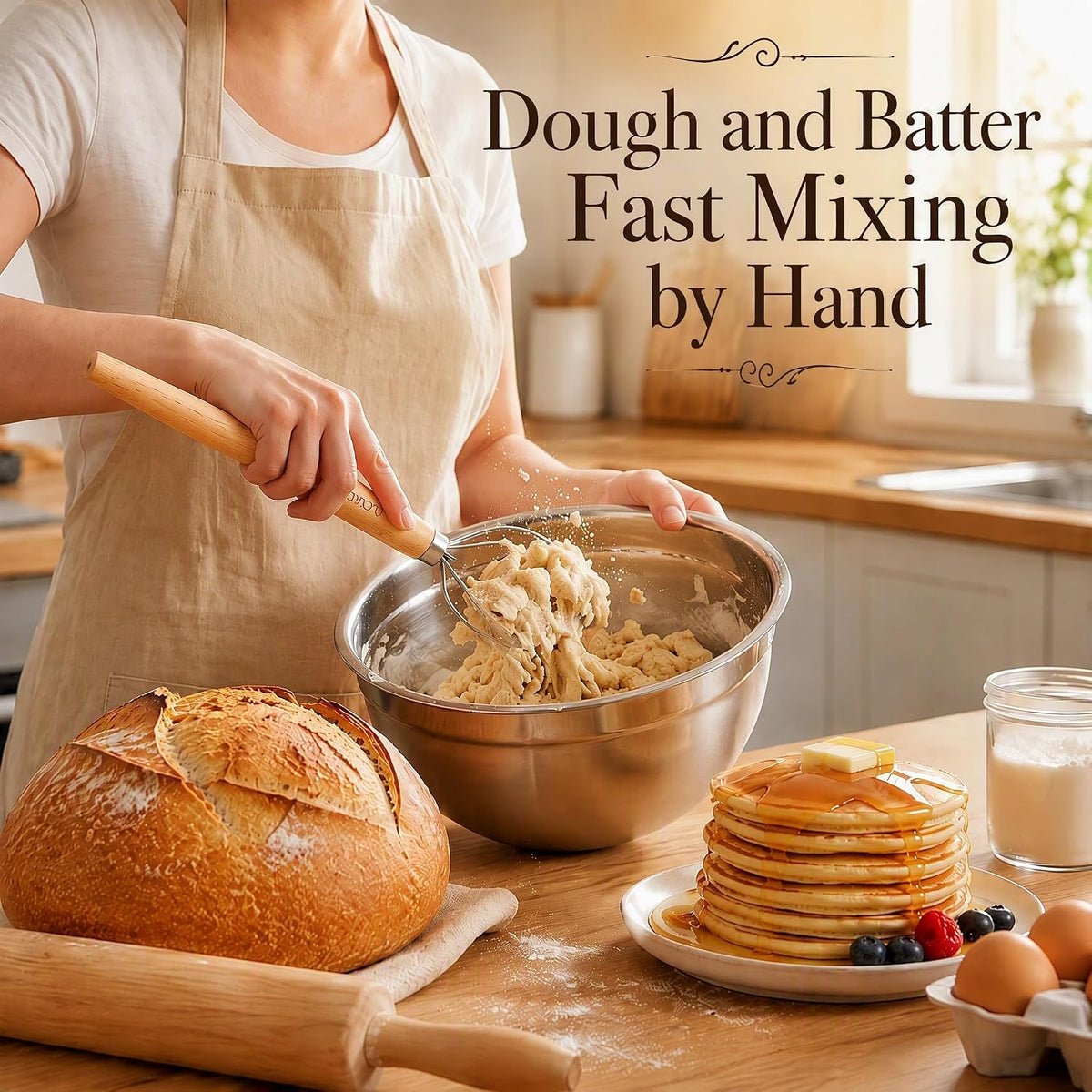 2 Pack Danish Dough Whisk Hook Sourdough Bread Baking Supplies Starter Kit