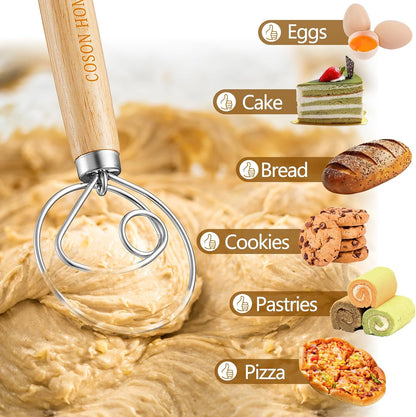 2 Pack Danish Dough Whisk Hook Sourdough Bread Baking Supplies Starter Kit