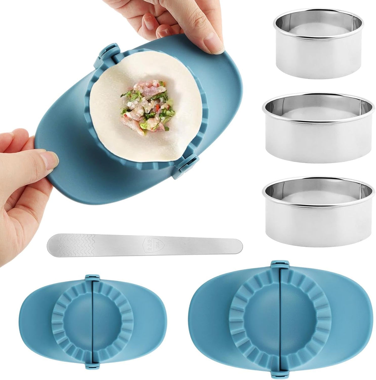 Empanada Maker Press, Empanadas Press Mold, Dumpling Making Tools, Dumplings Maker Set with Dough Cutter, Dumpling Mold Machine Making Dumplings Easier, Hand Pie